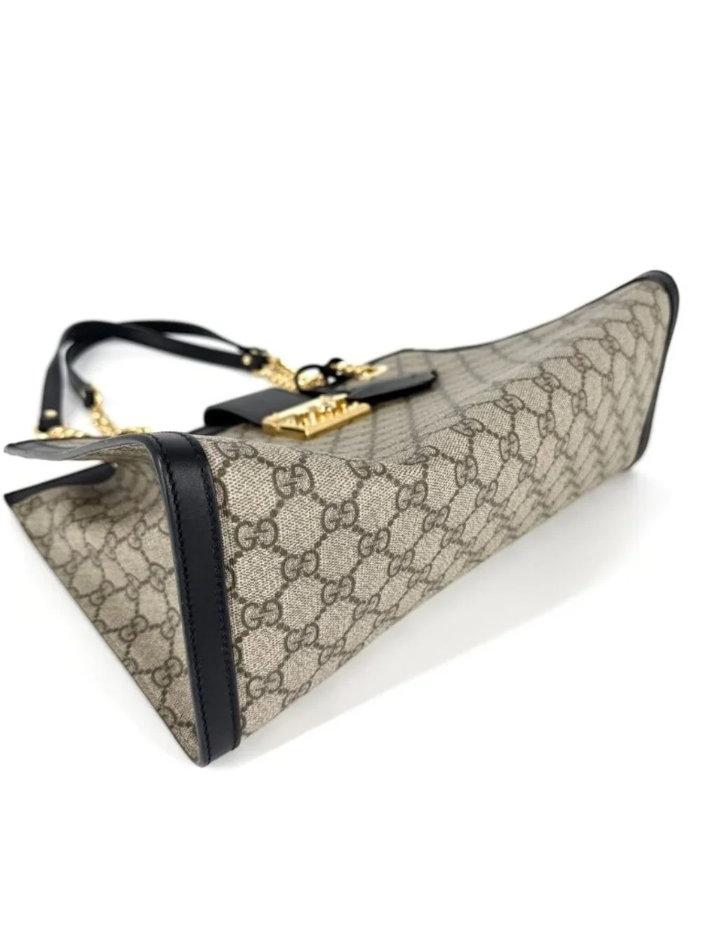 Gucci Tote Horsebit Padlock GG Handbag Shoulder Supreme Canvas Leather Brown